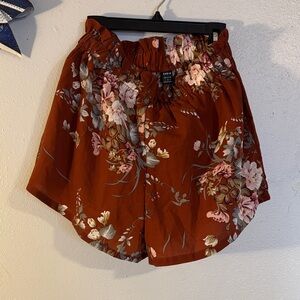 SHEIN High Waist Floral Shorts in Brown